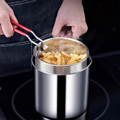 Conjunto Fritadeira Panela e Cesto em inox Economiza Óleo