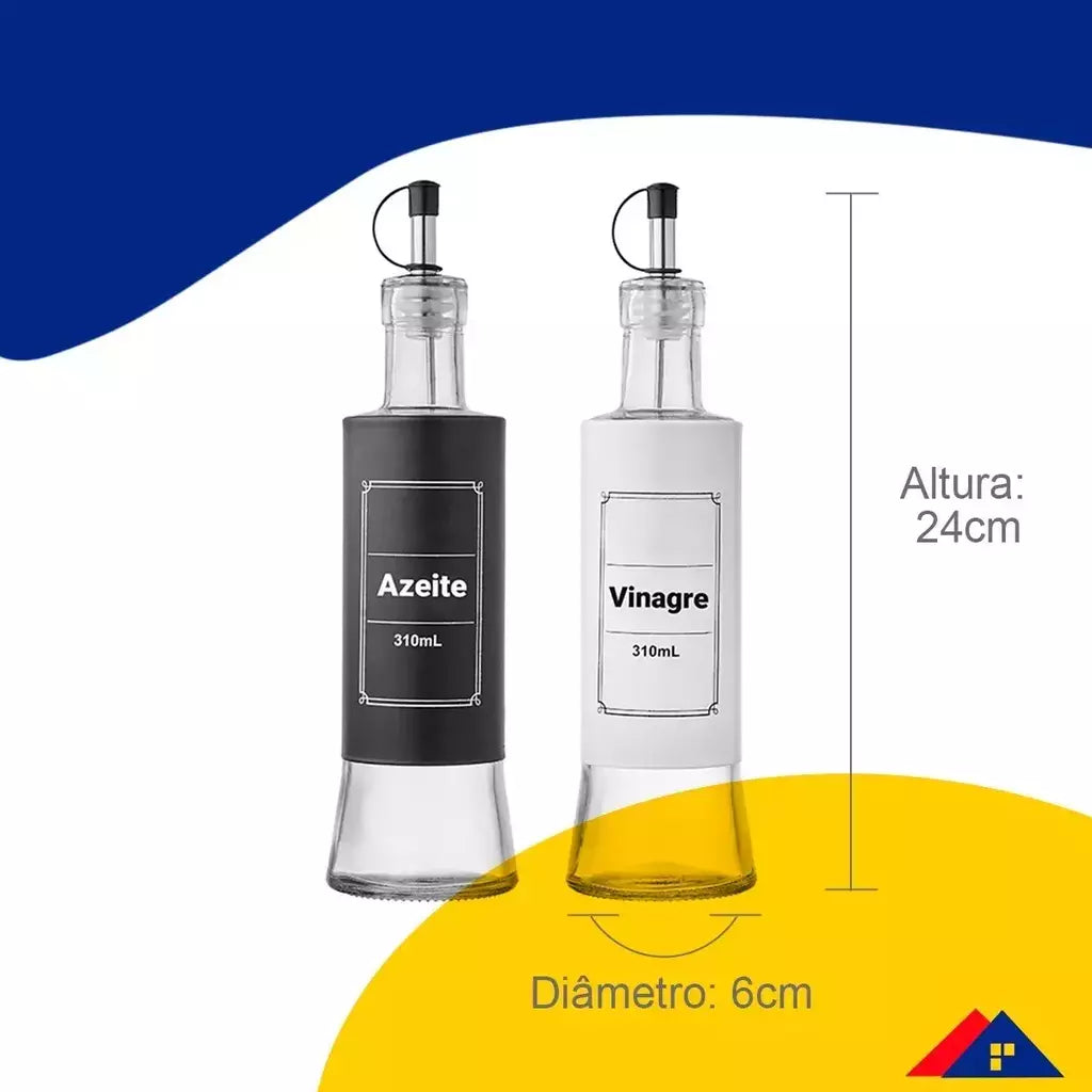Galheteiro Em Vidro Porta Vinagre E Azeite 310ml 2 Peças