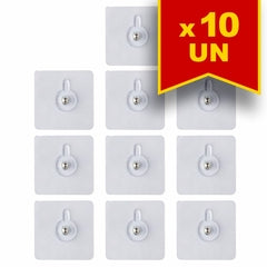 Kit 10 Ganchos Adesivos Multiuso prático sem furos na parede