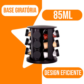 Porta Temperos Giratório Preto 12 Potes