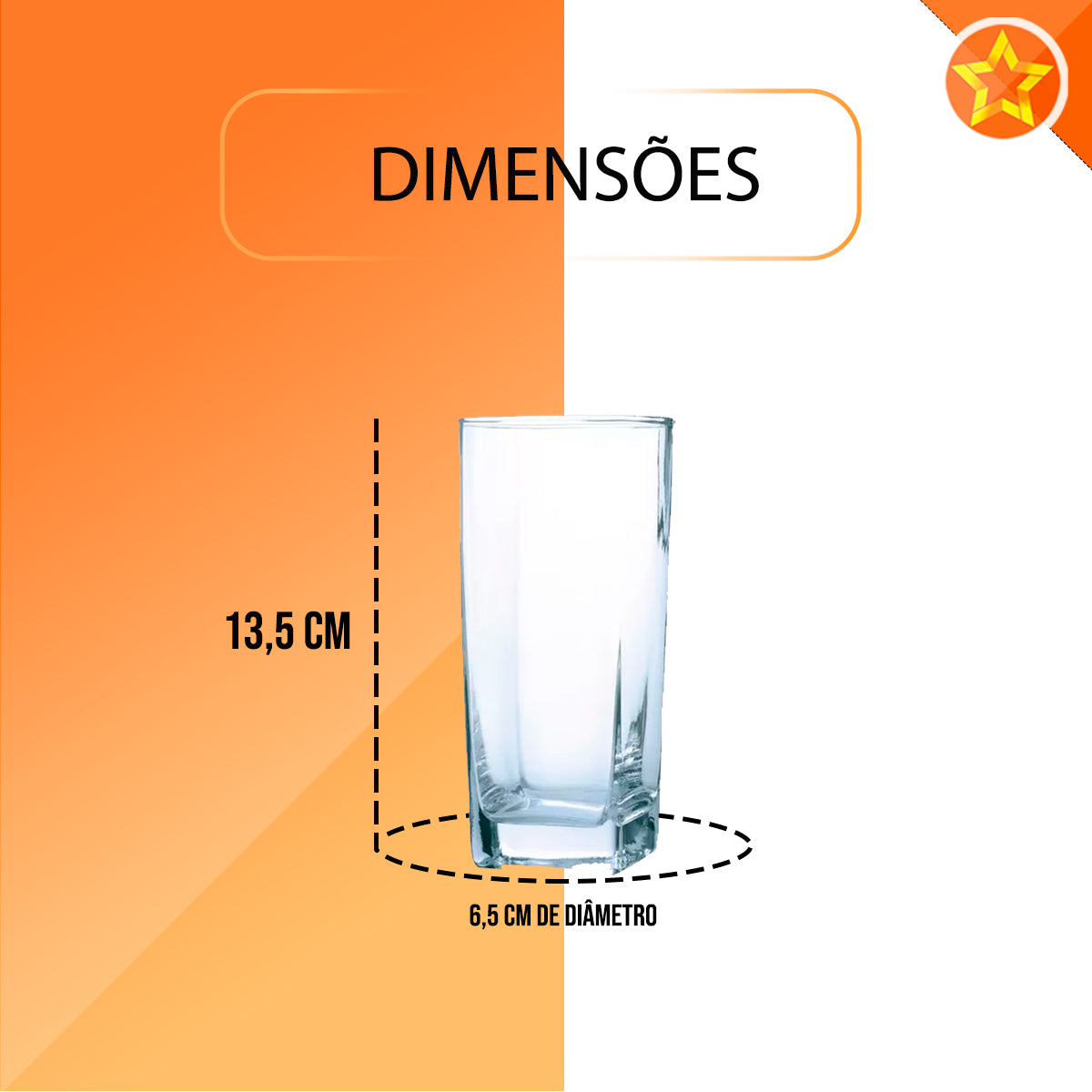 Jogo de copos Bali 6 peças quadrado 315ml Belovidro
