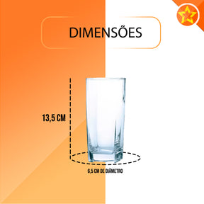 Jogo de copos Bali 6 peças quadrado 315ml Belovidro