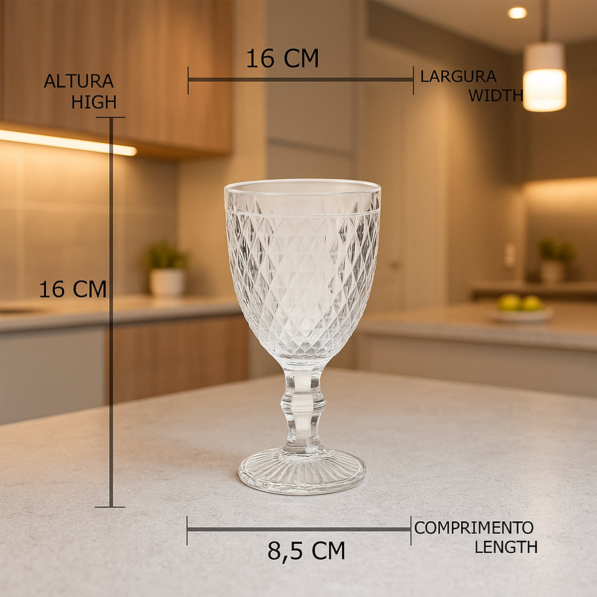 CJ 6 TACAS VIDRO BICO DE ABACAXI TRANSPARENTE 325ML – WX19880