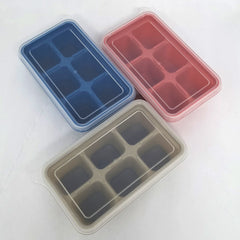 Kit 3 Forma de Gelo Tampa com Base Silicone solta cubo fácil