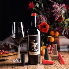 Kit com 4 Rolhas de Silicone Reutilizáveis para Garrafas de Vinho