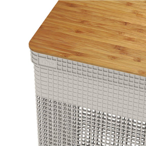 Cesto de roupas Ou 49L com tampa de bambu Linha Grid