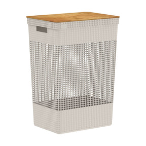 Cesto de roupas Ou 49L com tampa de bambu Linha Grid