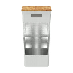Cesto de roupas Ou 49L com tampa de bambu Linha Grid