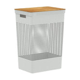 Cesto de roupas Ou 49L com tampa de bambu Linha Grid