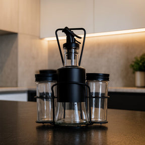 Galheteiro Vidro e Inox 200ml Com Suporte Belovidro