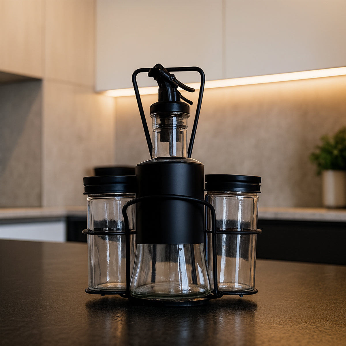Galheteiro Vidro e Inox 200ml Com Suporte Belovidro