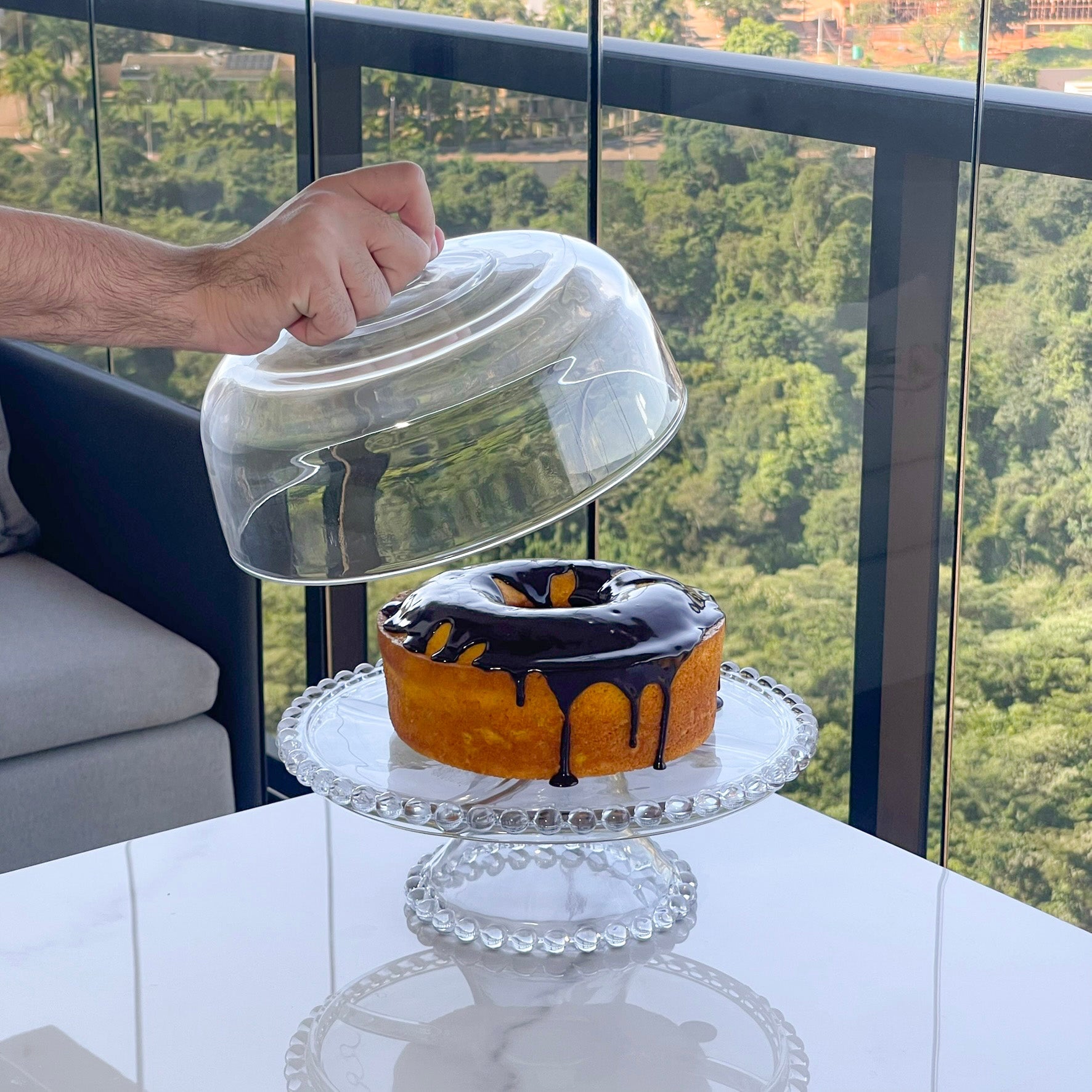Kit Molheira com Boleira de Cristal Pearl 2 Peças