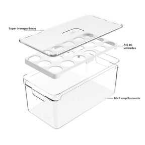 Organizador de ovos com tampa Ou 36un Linha Clear Fresh