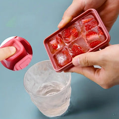 Kit 3 Forma de Gelo Tampa com Base Silicone solta cubo fácil