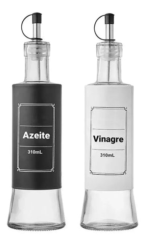 Galheteiro Em Vidro Porta Vinagre E Azeite 310ml 2 Peças