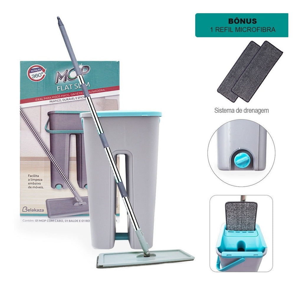 Flat Mop Vertical Lava E Seca Multiuso + 2 Refis