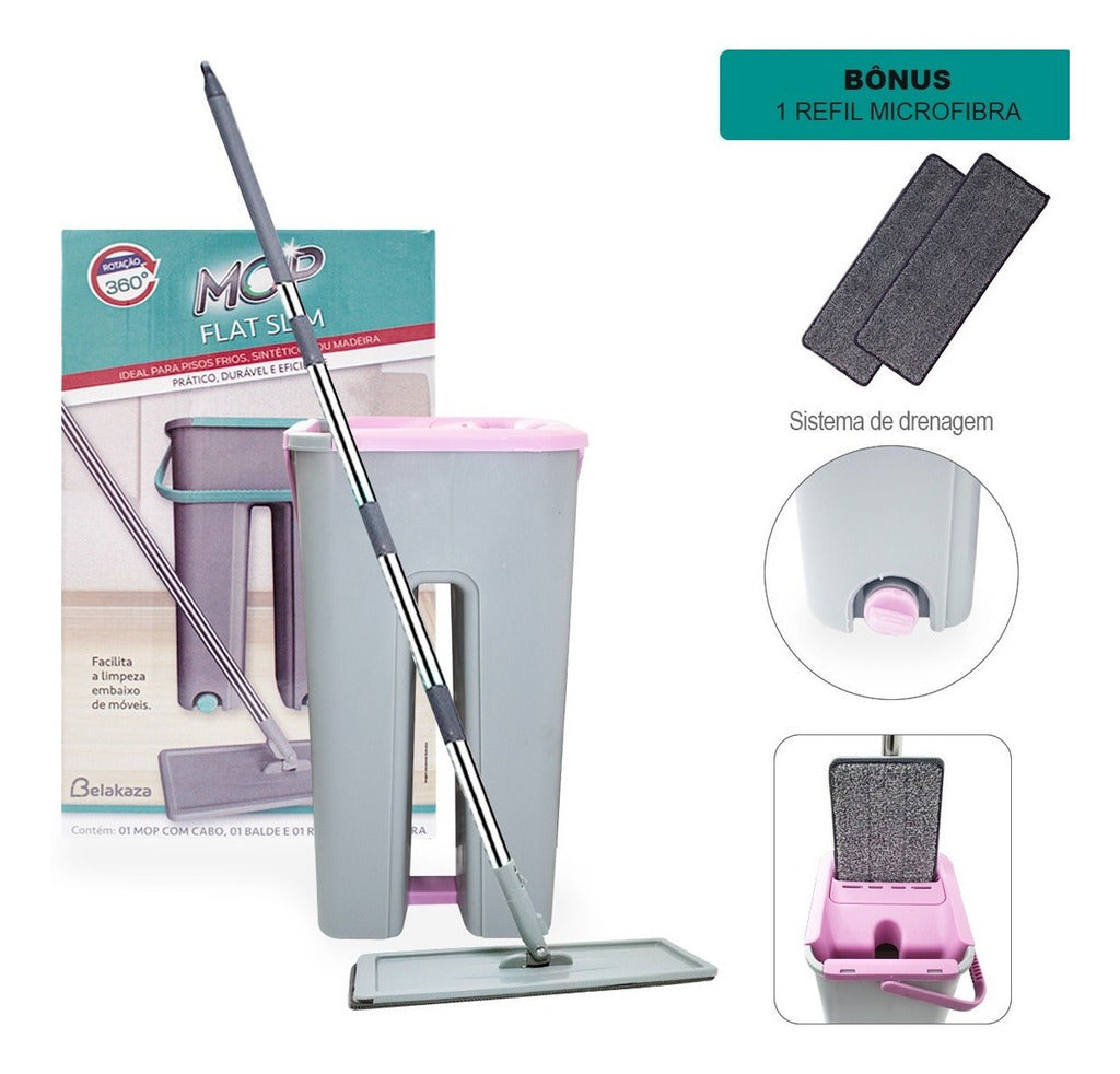 Flat Mop Vertical Lava E Seca Multiuso + 2 Refis