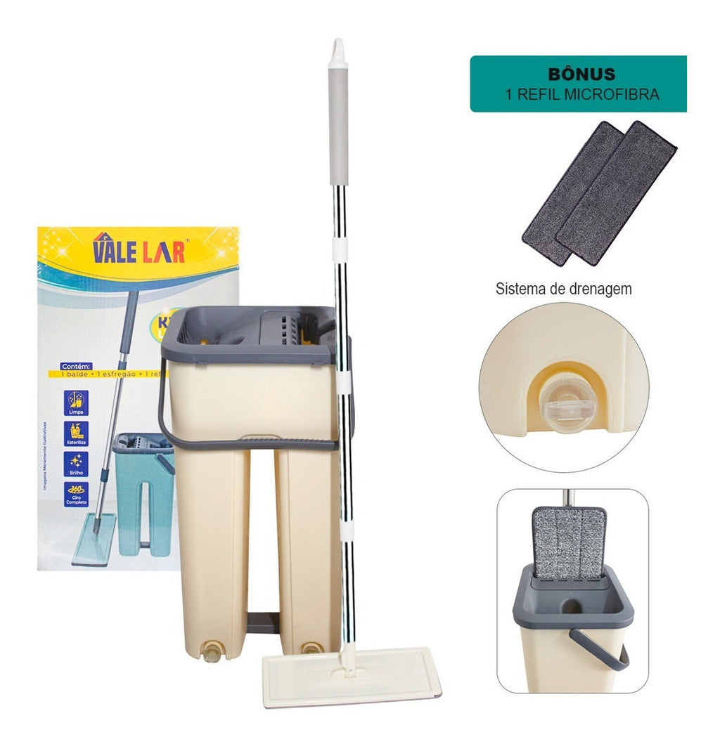 Flat Mop Vertical Lava E Seca Multiuso + 2 Refis