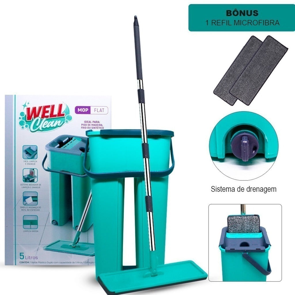 Flat Mop Vertical Lava E Seca Multiuso + 2 Refis