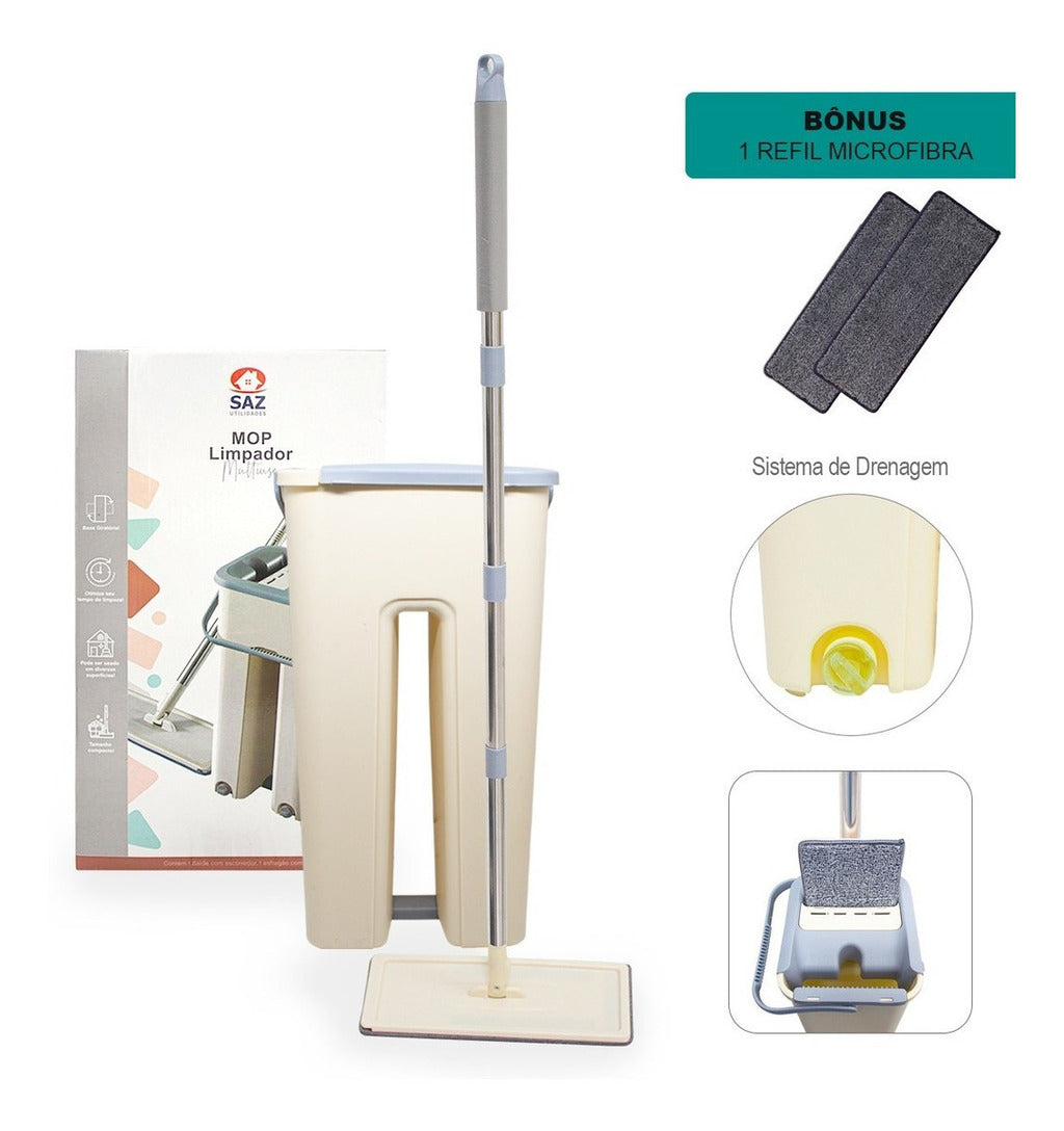 Flat Mop Vertical Lava E Seca Multiuso + 2 Refis