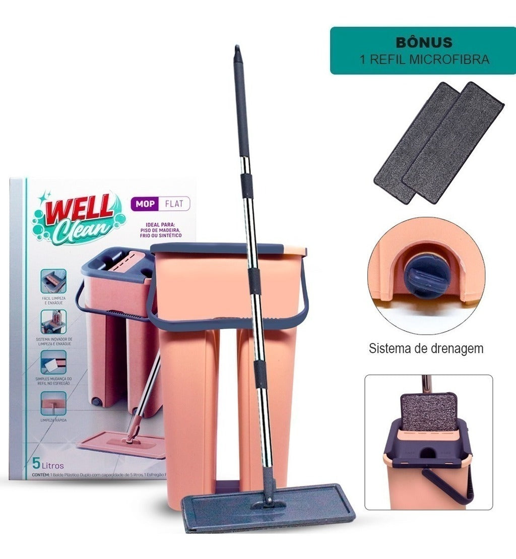 Flat Mop Vertical Lava E Seca Multiuso + 2 Refis