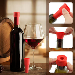 Kit com 4 Rolhas de Silicone Reutilizáveis para Garrafas de Vinho