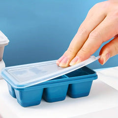Kit 3 Forma de Gelo Tampa com Base Silicone solta cubo fácil