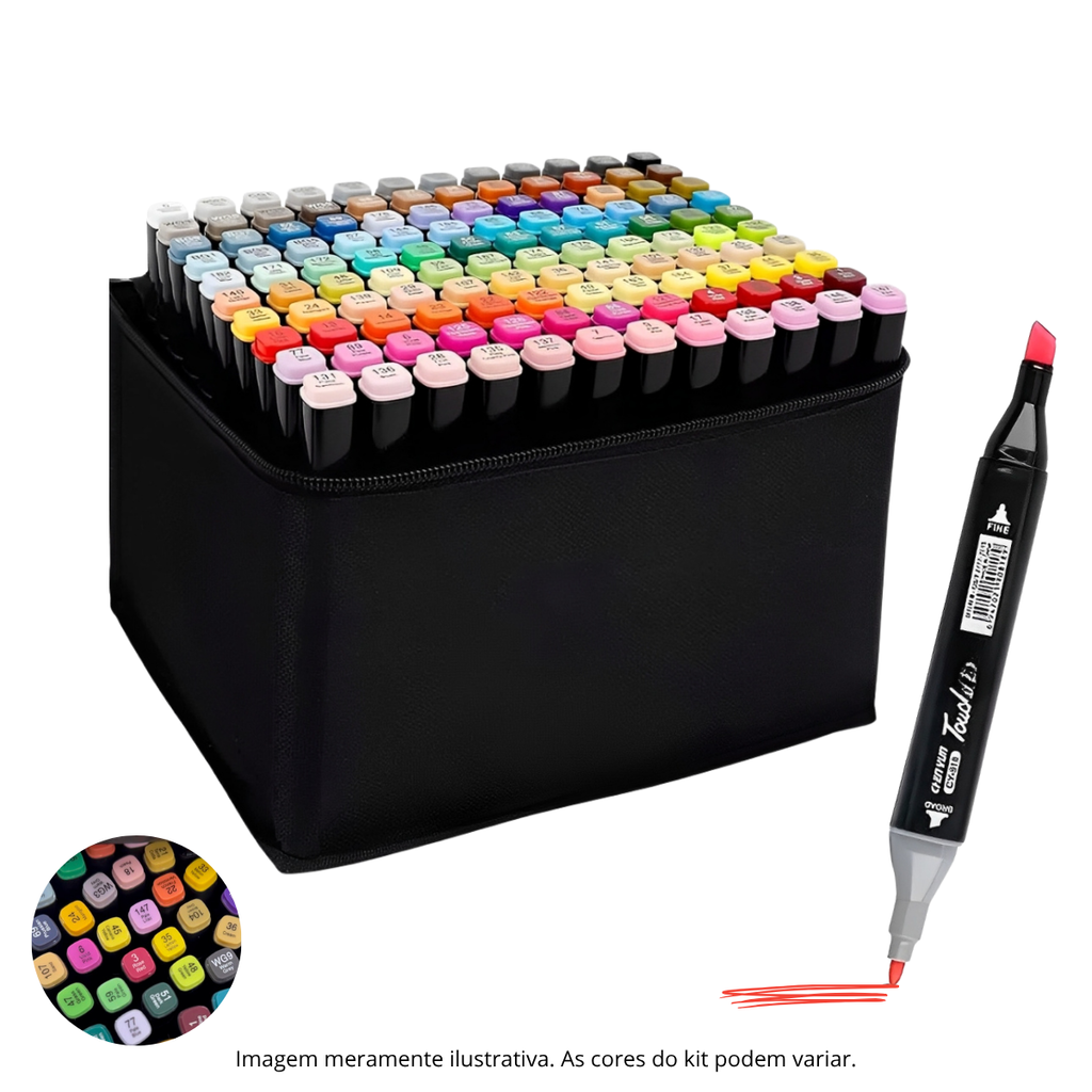 ESTOJO KIT CANETAS TOUCH PONTA DUPLA PARA ARTE LETTERING PINTURA