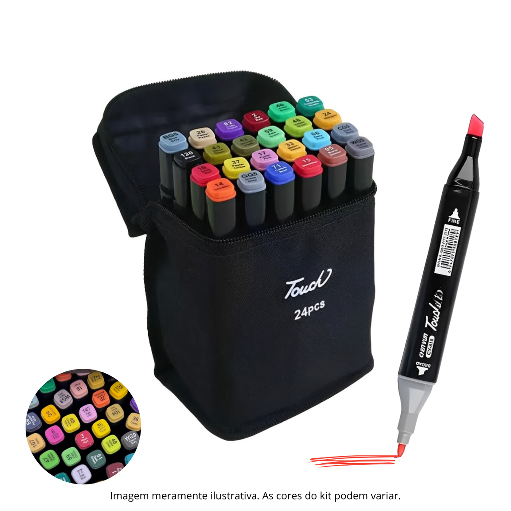 ESTOJO KIT CANETAS TOUCH PONTA DUPLA PARA ARTE LETTERING PINTURA