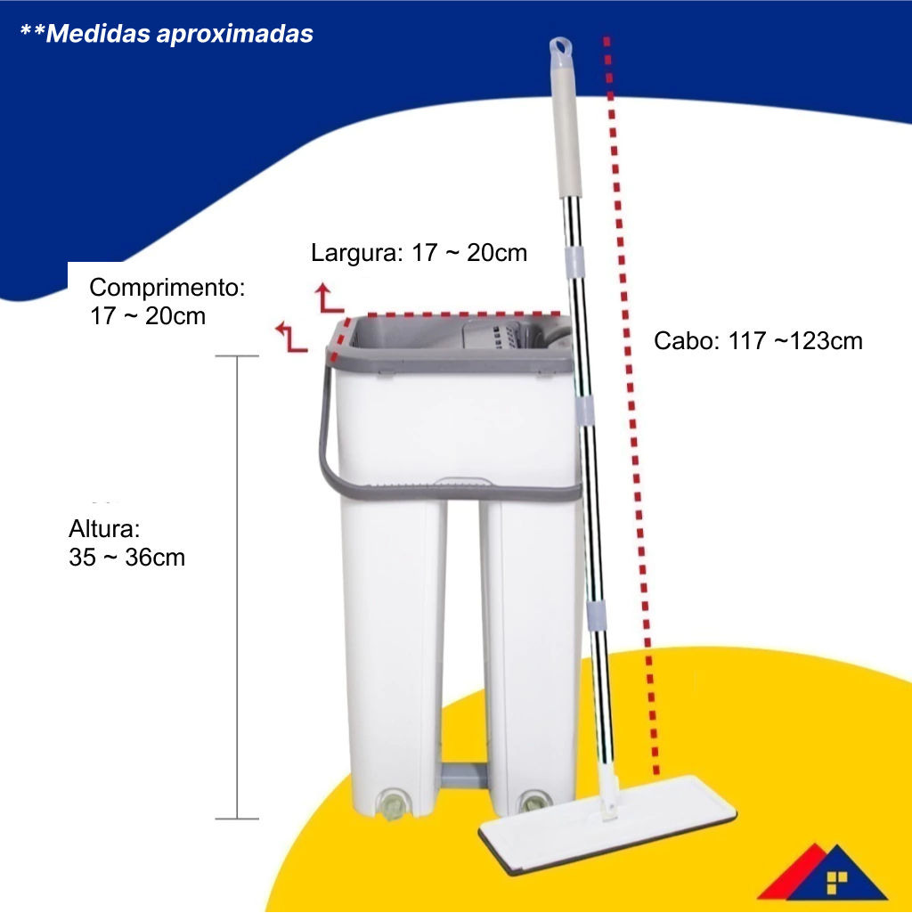 Flat Mop Vertical Lava E Seca Multiuso + 2 Refis