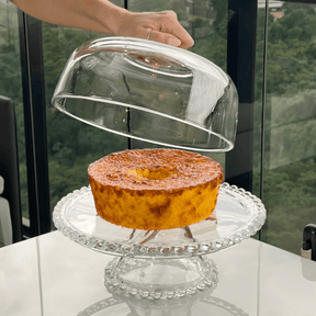 Prato para Bolo Boleira Cristal de Chumbo com Pé e Tampa Pearl 31cm
